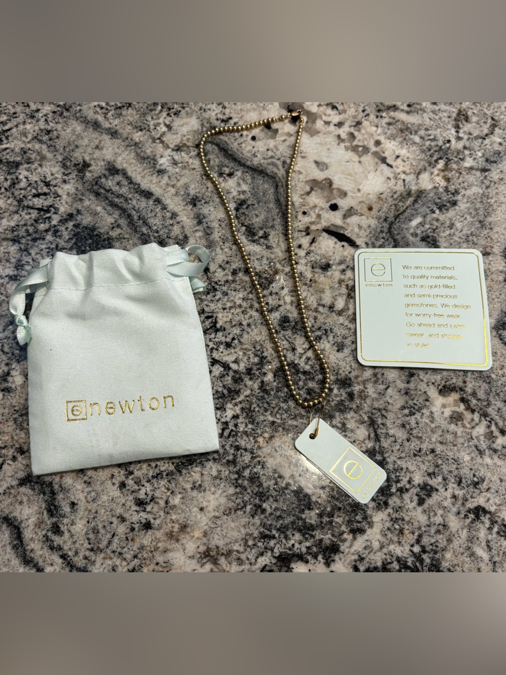 Newton Gold-Tone Beaded Tag Necklace